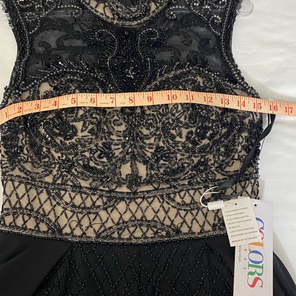 NWT Colors Dress, Beaded Black And Nude Romper Dress Size 10 (2036) - Picture 9 of 13